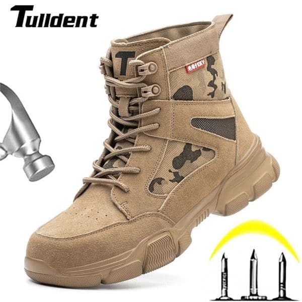 Outdoor Men Work Boots Safety Shoes Anti-puncture Safety Boot Work Steel Toe Shoes Indestructible Desert Combat Boots Protective 260410ww