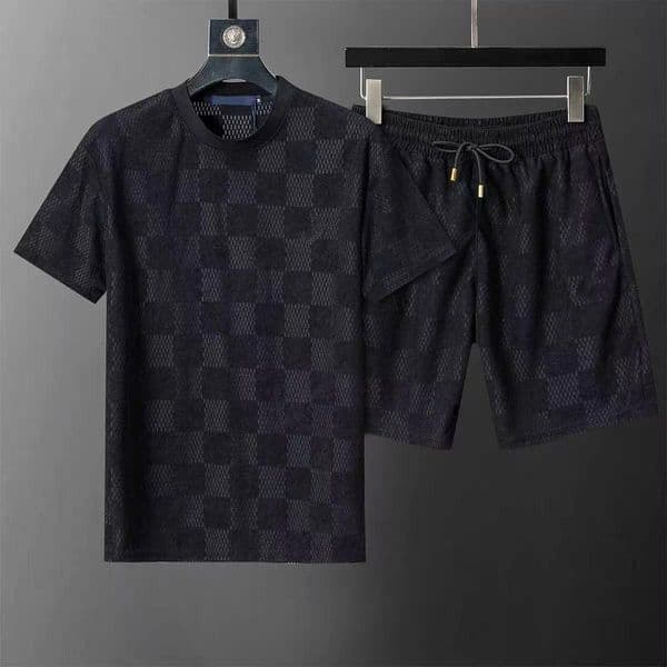 High end men's summer fashion sports suit men's letter printed short sleeved T-shirt set high-quality fabric T-shirt top and shorts two-piece set men's clothing