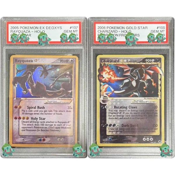 DIY PTCG Graded Collection Card 2005 RAYQUAZA-HOLO 2006 CHARIZARD-HOLO GEM MT 10 Cards English Version Holographic Label Flash L26051190IY