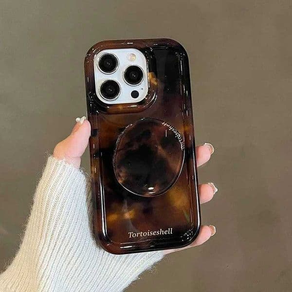2024 New Luxury Amber Tortoiseshell Stand Phone Case For iphone 15 14 12 13 Pro Max 11 Korea INS Girl Soft Cover Stylish GiftJ260511