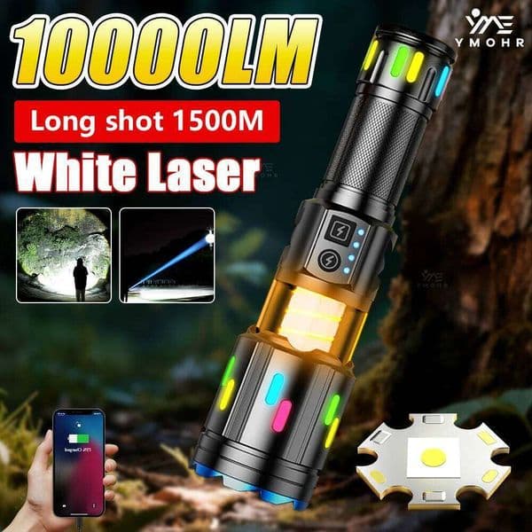 Dual Flashlights High White Laser Rechargeable LED Flashlight Tactical Torch Power Bank Outdoor Camping Hiking Light S260509