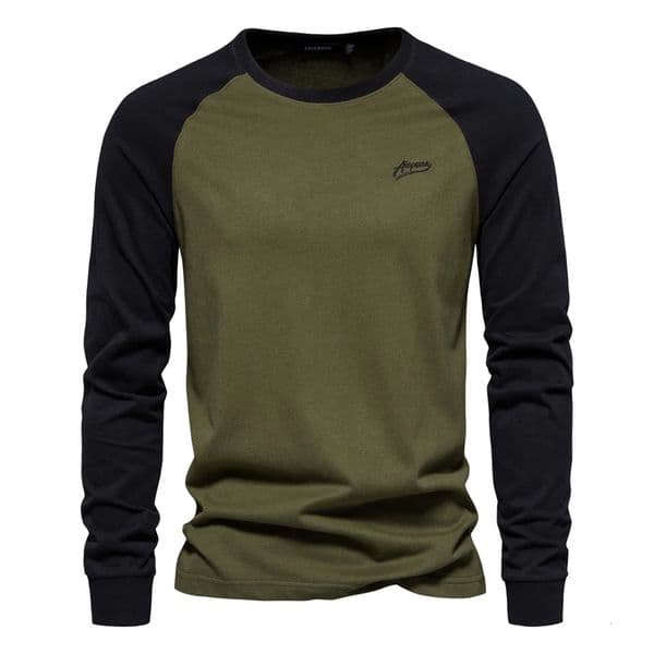 AIOPESON Mens T-shirts 100 Cotton Long Sleeve O-neck Pactwork Casual T shirts for Men Spring er Tees Men Clothing 260511