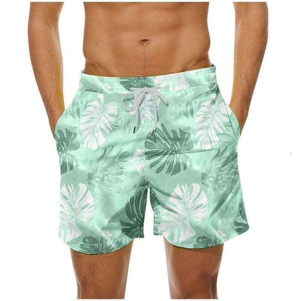 Vintage Palm Tree Pattern Beach Men 3d Printing Plants Flower Swimming Trunks Summer Loose Holiday Party Board Shorts
