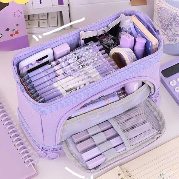 Student Double-layer Pencil Case Large Capacity Office Desktop Pencil Storage Box Stationery Organizer Oxford Bag 260511