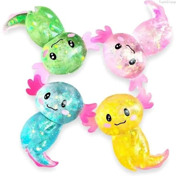 4Pcs Glitter Axolotl Squishy Toys Cute Malt Sugar Stress Relief Fidget Toys for Adults Kids Z260511
