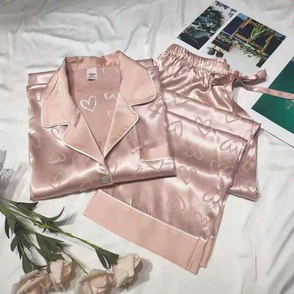 2 Piece Summer Womens Pajamas Sets Satin Silk Thin Pyjama Pijama Mujer Striped Sleepwear Long Sleeve Pants Loungewear HomewearJ260511