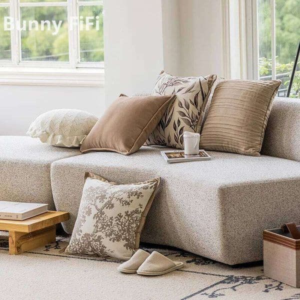 French Light Khaki Sofa Throw Pillow Case Luxury Living Room Cushion Homestay Villa Bedroom Bedhead Soft Bag 26Y0509