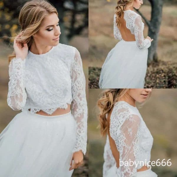 Simple Cheap Dresses A Line Bridal Scoop Neck Wedding Gowns Country Style Short Sleeveless 2 pcs Skirt