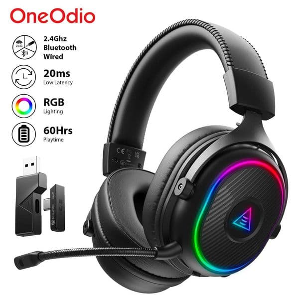 Oneodio EKSA MaKo BT Bluetooth Gaming Headset Over Ear 24GHz Wireless Headphones Gamer 20ms Low Latency With Mic for PC/PS4/PS5 S260509