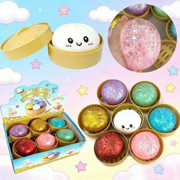 2026 Hot Colorful Dumpling Squishes Stress Balls Fidget Sensory Toys Simulation Food Squishies Bun with Steamer Squeeze Gifts X260511 thumbnail 2
