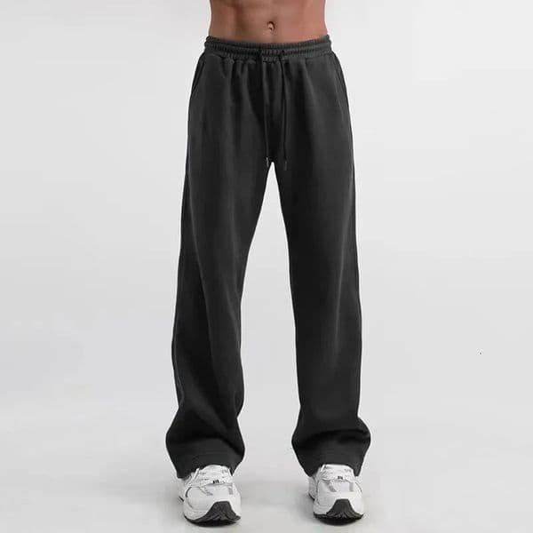 Mens plus size cotton sports pants spring and autumn solid color loose elastic waist casual pants suitable for daily wear and 260511