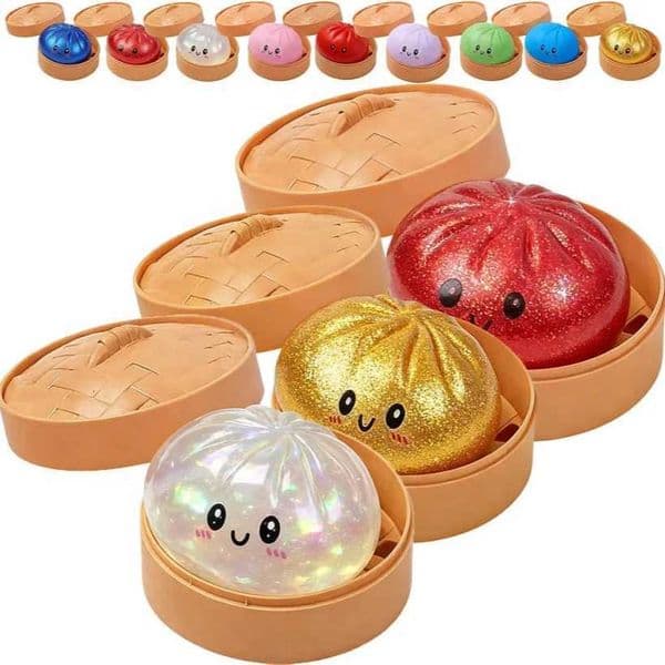 Hot Glitter Dumpling Squishy with Box Dumplings Sensory Squeeze Toy for Stress Relief Fans Gift X260511