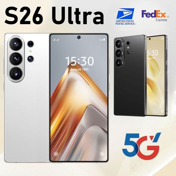 High Performance S26 Ultra 5G Cell Phone 7.3 Inch Large Display 8000mAh Big Battery Dual SIM 5G Network Fingerprint Unlock Multifunctional Smartphone