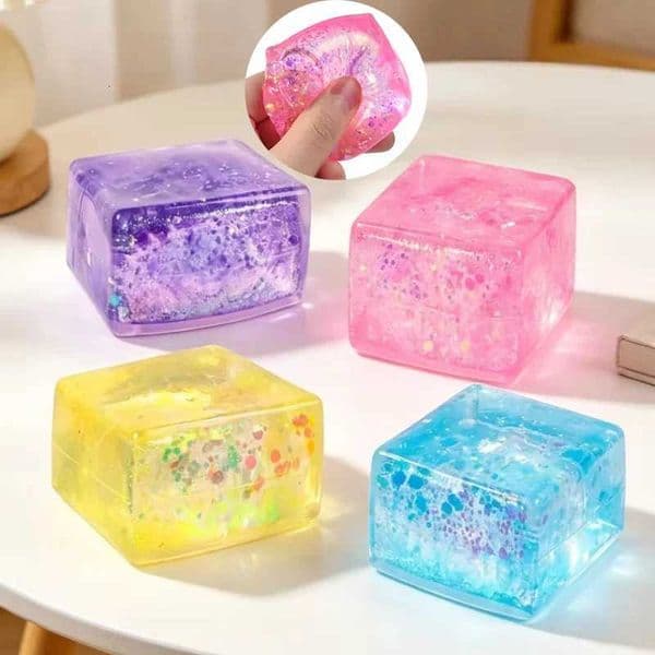 1pc Cube Shiny Maltose Squeeze Toy Simulated Tofu Small Ice Cube Anti Stress Slow Rebound Sensory Fidget Toy Decompression GiftsT260512