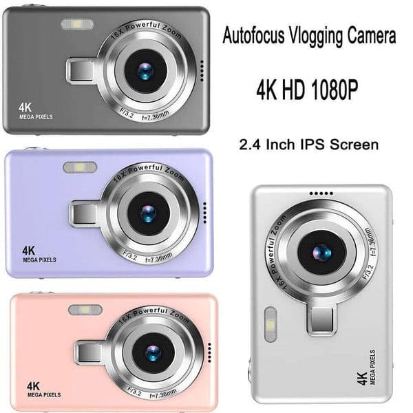 4K Hd CCD 1080P Digital Camera Autofocus Vlogging Cameras 16X Zoom Video Camcorder 2.4 Inch Ips Screen for Kid Adult Photography 26L0512