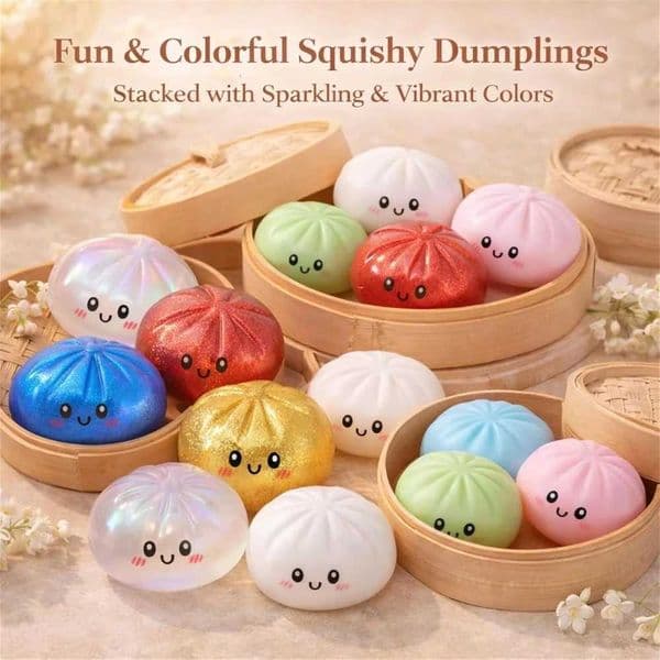 Dumpling Squishy Toy with steamer Box Stress reducing rebound toy Stress Relief Sensory Ball blind box Toy for Kid Adult GiftT260512