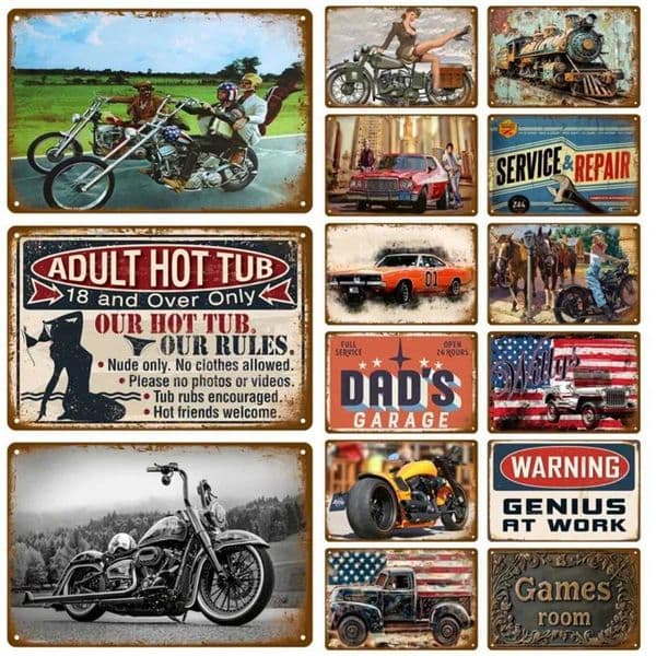 American Vintage Retro Tin Sign Wall Art ic Bar Decor Metal Poster with Rustic Design T260512