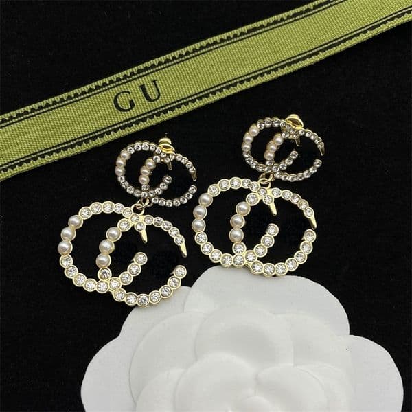 gg earrings Designer jewelry vintage diamond-inset letter earrings female temperament earrings