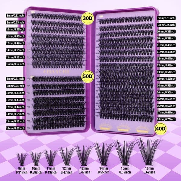 Lash Clusters Volume - 640Pcs DIY Eyelash Extensions Fluffy Wispy Natural Look, Reusable D Curled DIY Segmented Eyelashes Easy to Apply Individual Lashes