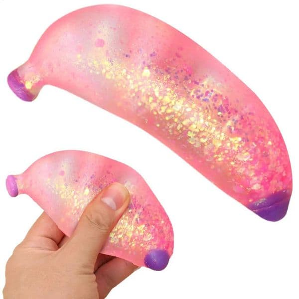 Glitter Banana Squishy Toy Soft Slow Rising Stress Squeeze Anti Stress Novelty Fidget Decompression Toy H260512