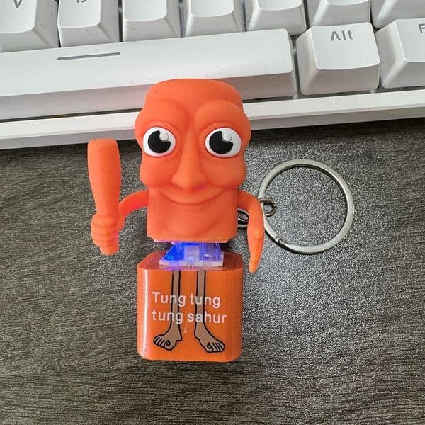 Anime Wooden Stick Man Keychain Tung Tung Luminous Pendant Figure Collectible Decorative Gift 260512