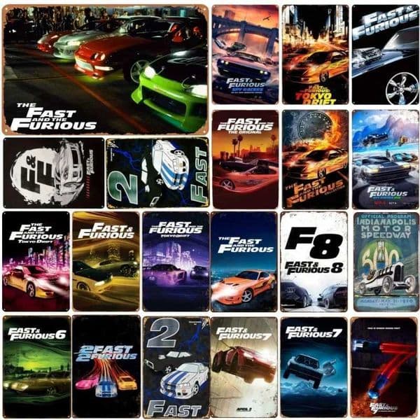 Wall Plaques Fast Furious Vintage Racking Car Metal Tin Sign Poster Plate Decor Bar Garage Home Decoration ic Tinplate Sign T260512