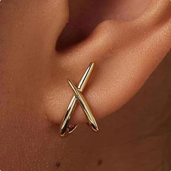 LATS Trendy Gold Color Cross Stud Earrings for Women Dainty Simple Minimalist Earring Fashion Jewelry Party Gifts Wholesale 260512