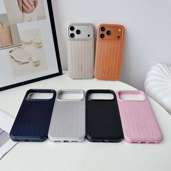 Rimowalugage Designer Rimo Phone Case Coque Telephone Luxe New Striped Luggage Style Phone Case Suitable For Phone 17 Pro Max Full Simple Design 16/15