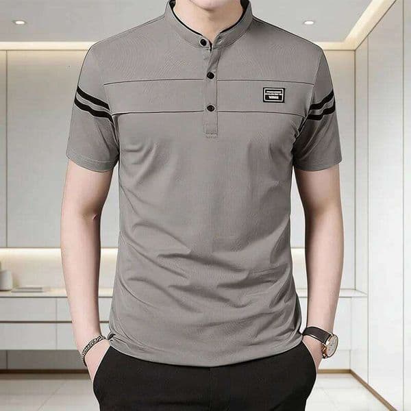 Men's Fashion Summer POLO Casual Cotton Breathable Top Stand Up Neck Short Sleeve Korean Comfortable T-shirt 26L0512