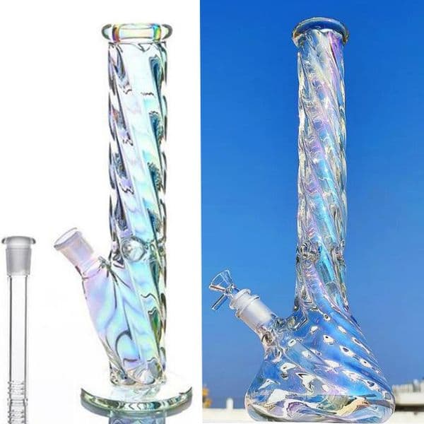 11.8inchs Spiral Unique bongs Hookahs Glass Water pipe Arm Tree Perc Bubbler Straight Tube beaker Percolator Smoking accessory 14mm