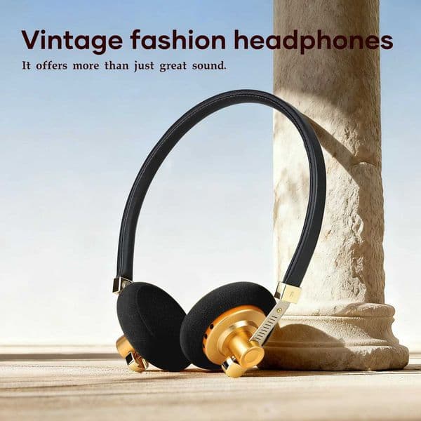 Hellodigi G40 Retro Headphone 40mm Drive Unit Open-ear Stereo Headset with MMCX Detachable Cable Stainless Adjustable Headband T260512