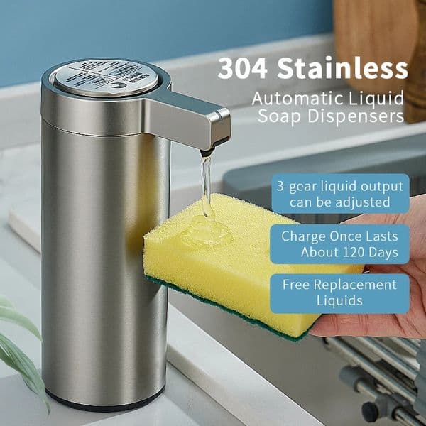 270ml Kitchen Soap Machine Automatic Sensor Out of Hand Sanitizer Smart Electric Body Wash Soap Dispenser 304 Stainless Steel 260511
