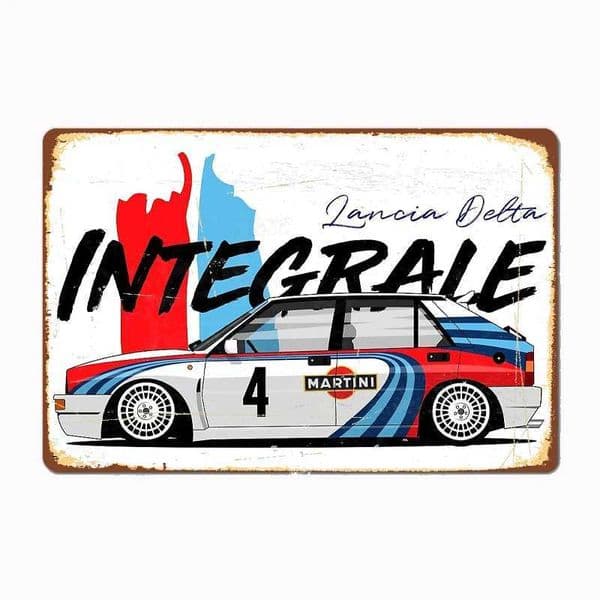 LANCIA DELTA INTEGRALE RALLY CAR Metal Sign Poster Garage Room Decor Automobile Club Custom Tin Vintage Home Decor T260512