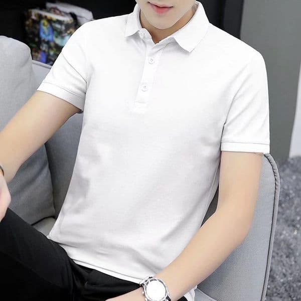 Bestseller Hong Kong Trendy Summer Polo Shirt Men Short Sleeve Business Casual Turn-Down Collar T-Shirt Top Gray Men's Clothing Ddmytues