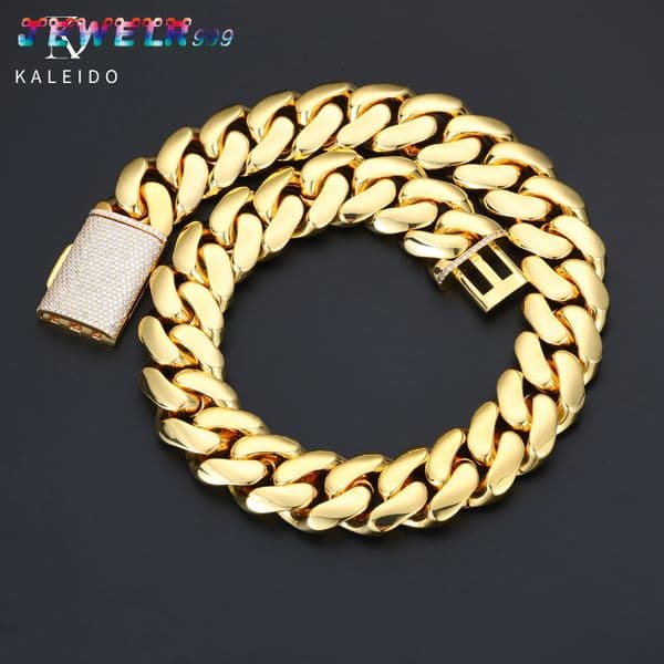 Kaleido 25mm Luxury Chain Necklace Micro Pave Cuban Full Iced Out Cubic MoissaniteVVSia Gold Plated Hip Hop Jewelry