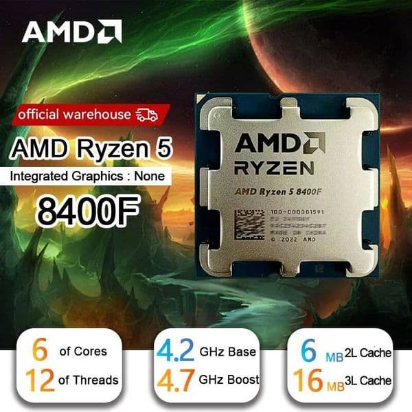 New AMD R5 8400F Ryzen 5 8400F 6 Cores 12 Threads 42GHz Desktop computer processor with AM5 Socket CPU