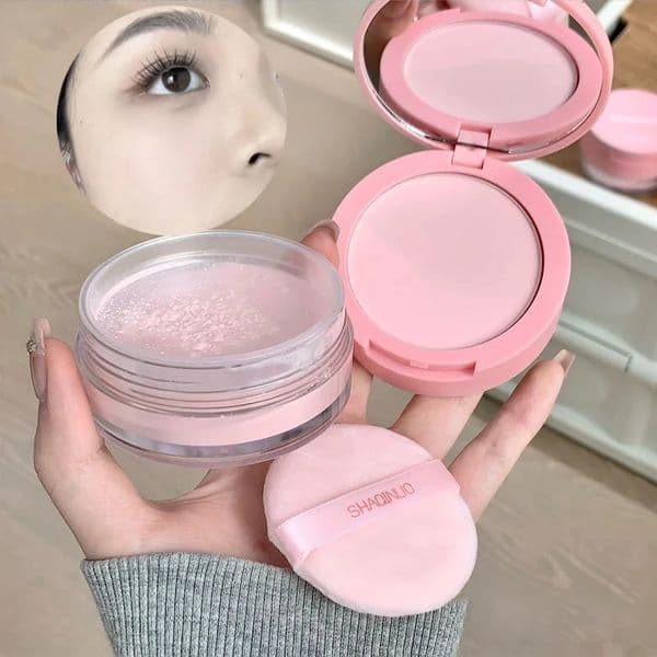 Rose Pink Makeup Loose Powder 2-in-1 Setting Powder Waterproof Oil Control Lavender Purple Transparent Pressed Powder Concealer 260509