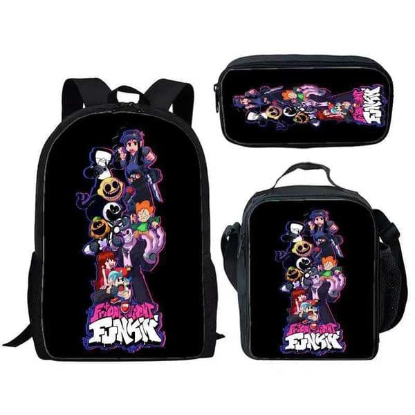 Friday Night Funkin 3-piece set for children and elementary school students large capacity backpack meal bag pencil case L260512DUNZ