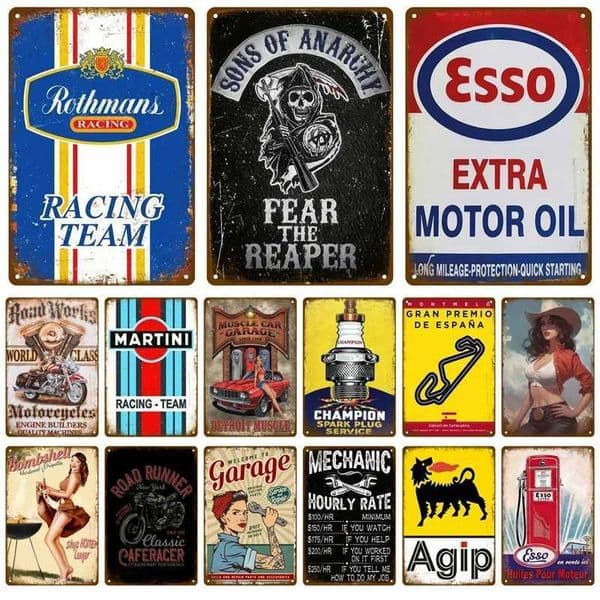 HD Metal Tin Sign Vintage Racing Motorcycle Garage Gas Oil Retro Wall Decor for Man Cave Bar Home Decoration T260512