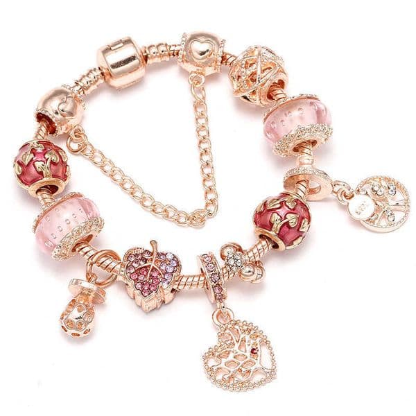 simple bracelet rose gold tree of life luxury beaded fashion jewelry L260512GX