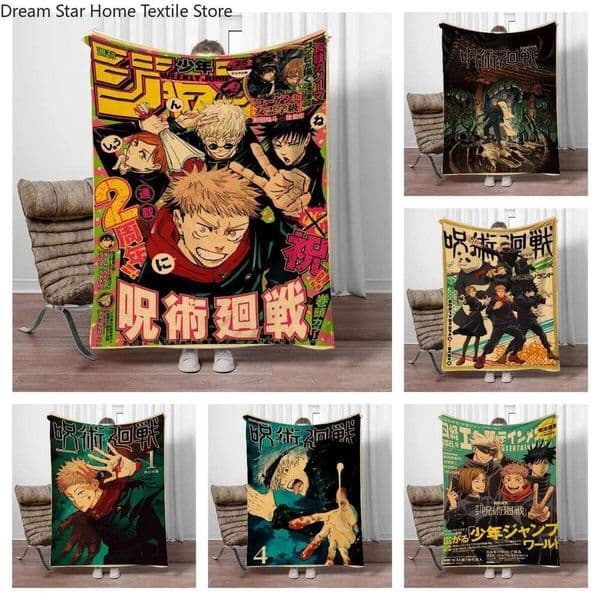 Vintage Anime J-Jujutsu-Kaisen Flannel Blankets Keep Warm Throw Comfortable Blanket for Picnic Beds Sofa Home Bedroom J260512
