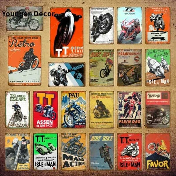 Dirt Bike Metal Poster Retro Motorcycle Races Plaque Wall Art Painting Plate Pub Bar Garage Home Decor Isle Of Man Signs YI-179 T260512