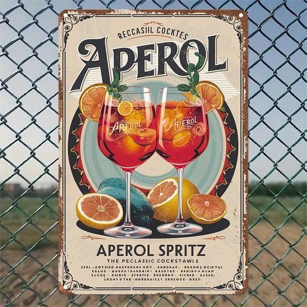 Room Decor Aperol Vintage Metal Tin Sign Aluminum Wall Art Poster Retro Style Cocktail Advertisement Waterproof Dustproof T260512