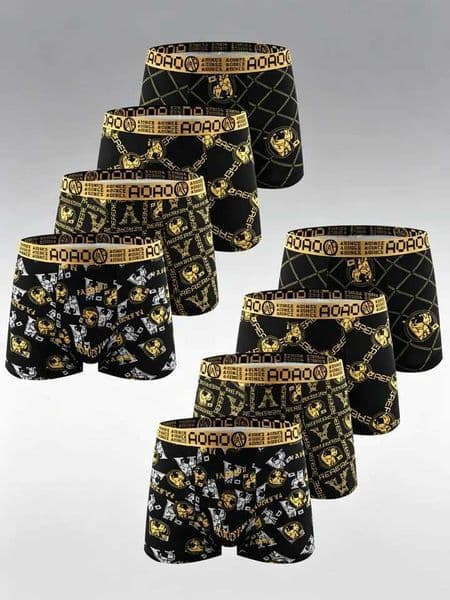 8pcs Retro Print Mens Underwear Antibacterial Breathable Men Boxer Shorts Thin Flat Corner Panties Fashionable Mens Underpant L260511