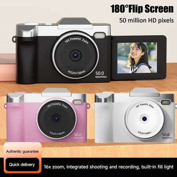 16x Zoom 1080P HD Digital Camera 50 Megapixel with 2.4 inch LCD 180 Flip Screen Suitable Student Adult Gift 26L0512