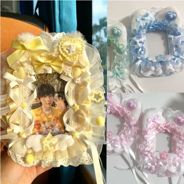 Cute Cat Ear Card Sleeve Celebrity Anime Collectible Small Protector Ita Bag Diy Accessories Y2k Sweet Lace Bow Holder 260512