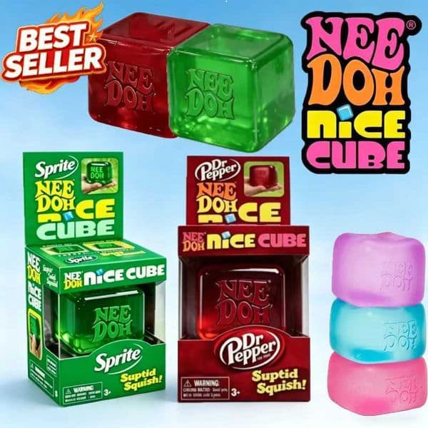 Needoh Nice Cube Sensory Stress Squishy Toys Reliever Fidget Tool for Anxiety Focus Desk Sensory Cube for Adults KidsT260512