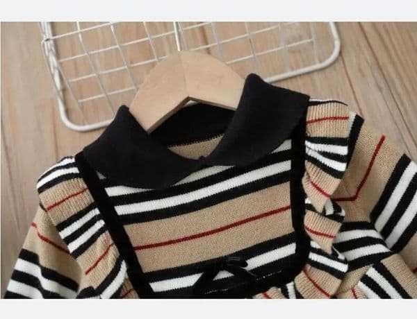 2026 Designer 2026 Lovely Baby Girls Striped Princess Spring Autumn Kids Knitted baby Baby Dress Children Long Sleeve Dresses 2-7 Years Free Shipping Free Shipping