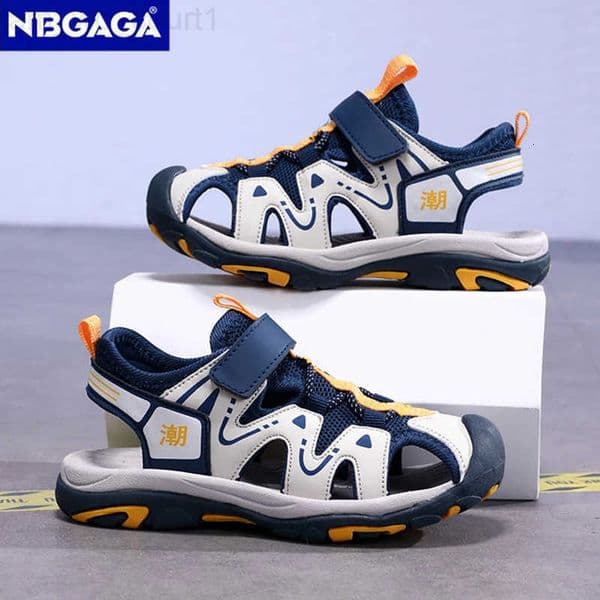 Summer Sport Sandals for Childrens 5-16 Years Boys Breathable Anti-Slip Beach Shoes Outdoor Anti-Bump Closed Toe Sandails T260512