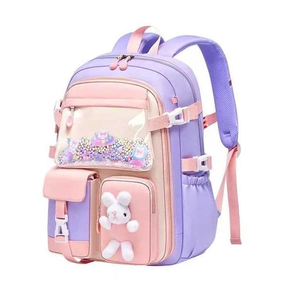 Lovely Rabbit Backpack for Teen Girls Cute Cartoon Schoolbag for Elementary School Girls 2 Size Travel Backpack for Grade 1-9 S260511